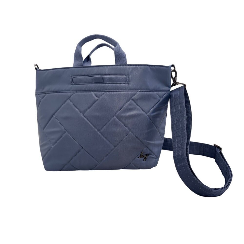 Lug Quilted Light Blue Crossbody Bag With Adjustable Strap & Dual Handles